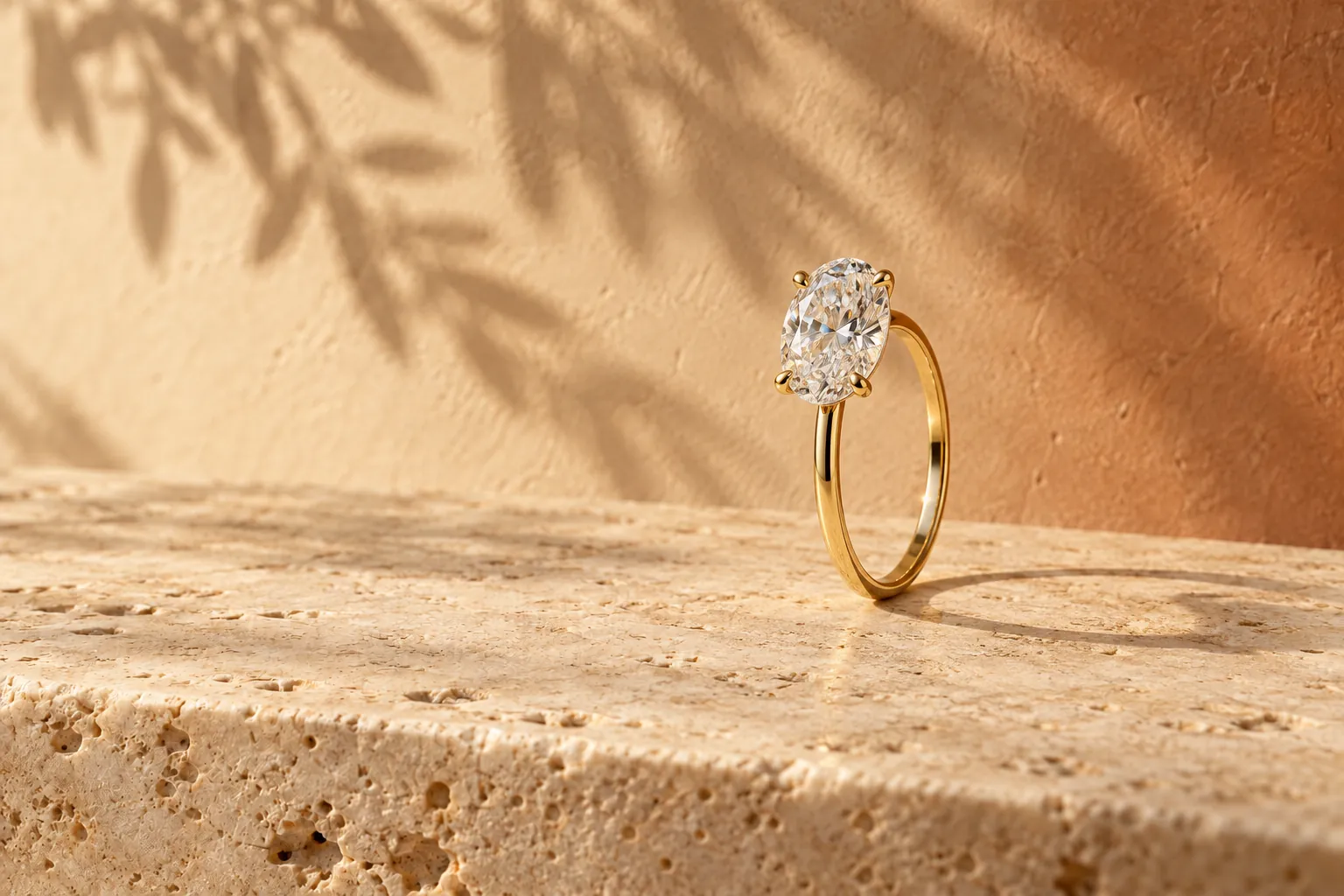 The Aube ring with its oval diamond set
