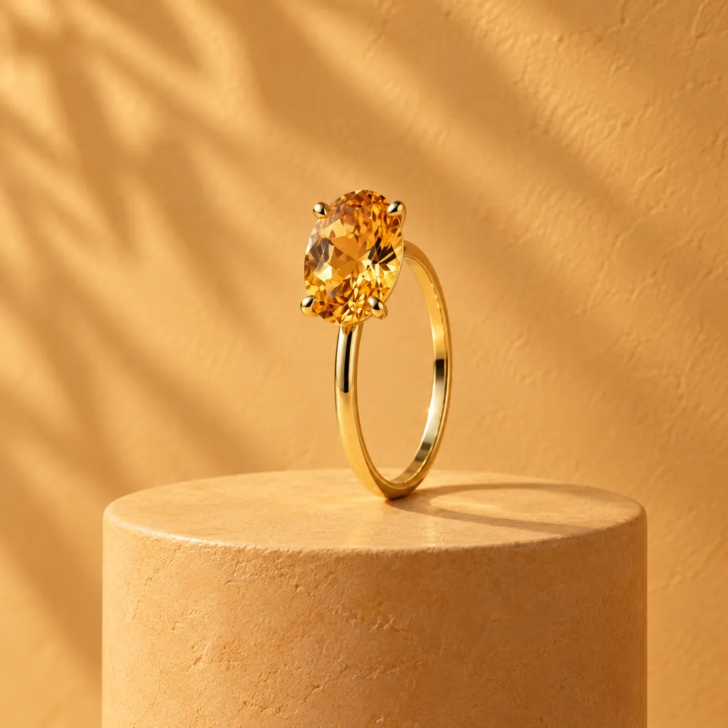 Aube ring in yellow gold with a honey citrine